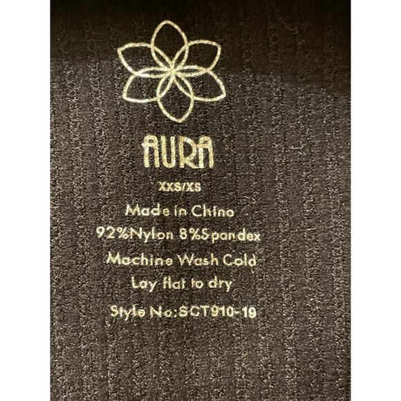 Aura Women's Size XXS/XS Crop Tank Top V-neck  Rib Knit Tight Fitting‎ Blue - Picture 4 of 5